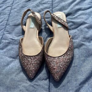 Blue by Betsey Johnson Mimi Pink Glitter Slingback Flat Slippers Size 7